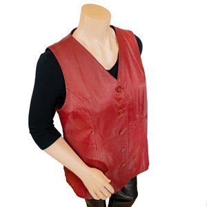 Roaman’s Red Genuine Leather Vest  SIZE 22